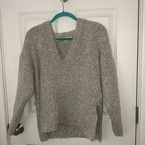 Urban outfitters, grey fuzzy v neck sweater
